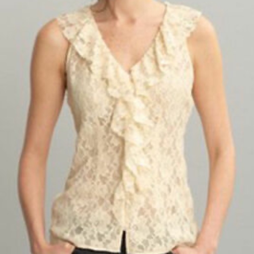 NWOT Banana Republic Gorgeous Lace Hook & Eye Vest Blouse Size 0